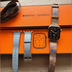 Authentic Herms Apple Watch - Series 7 - 41mm Includes: Apple Watch, 2 Sets Of Straps, Original Box In Great Condition. No Scratches On The Front Of The Watch. Some Light Scuffs On The Sides. Hermes Apple Watch, Apple Watch Ultra, Watch Ultra, The Watch, Apple Watch Series, 2 Set, Blue Purple, Gift Guide, Apple Watch