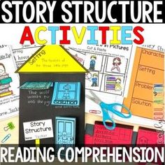 the story structure activities for reading and writing with pictures on it, including an image of a