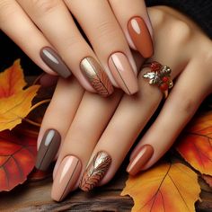 th 1,024×1,024 pixels Fall Gel Nails, Fancy Nails Designs, Thanksgiving Nails, Trendy Nail Art, Fall Nail Art, Fall Nail, Fancy Nails, Chic Nails, Fall Nails