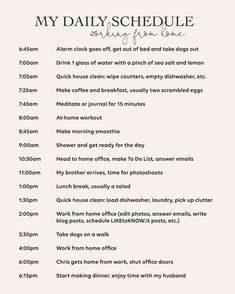 Daily Routine Schedule, Southern Curls And Pearls, Week Schedule, Morning Smoothie, Life Routines, Morning Skin Care Routine, Work From Home Tips, Daily Schedule