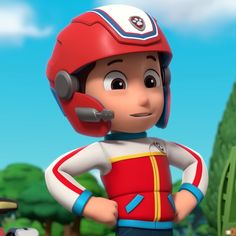 a cartoon character wearing a helmet and uniform