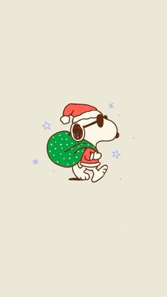 a cartoon dog wearing a santa hat and green pajamas