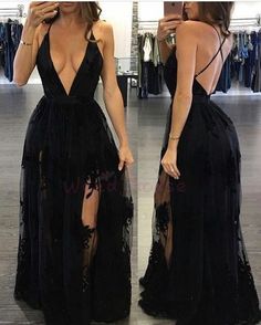 Deep V Neck Prom Dress, V Neck Prom Dress, School Event Dress, Lace Long Prom Dress, Black Lace Prom Dress, Dress Deep V Neck, Cheap Gowns, Prom Dress Evening, Lace Evening Gowns