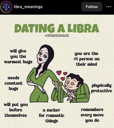 an image of a cartoon character with the words dating a libra