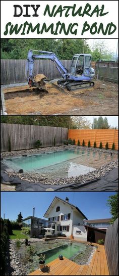 an image of a backyard that has been built and is being used as a swimming pool