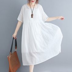 Features: Style: Casual Occasion: Daily Material: Chiffon Neckline: Round Neck Sleeve Type: Short Sleeves Pattern: Solid Type: Summer White Maxi Dresses Season: Summer Size Chart: SIZE Bust Length cm inch cm inch One Size 150 59 120 47 Summer Chiffon Short Sleeve Dress, Casual Summer Chiffon Dress, Flowy Summer Casual Chiffon Dress, Casual Summer Flowy Chiffon Dress, Summer Casual Flowy Chiffon Dress, Casual Short Sleeve Chiffon Dress For Spring, Summer Solid Color Chiffon Dress, Flowy Casual Chiffon Dress For Spring, Solid Color Summer Chiffon Dress