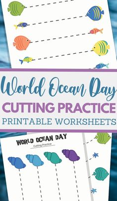 the world ocean day cutting practice worksheet for children to learn how to cut