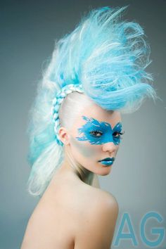 Punk Rock Makeup, Rock Makeup, Pastel Ombre, Avant Garde Makeup, Mohawk Hairstyles, Fantasy Hair, Joan Jett