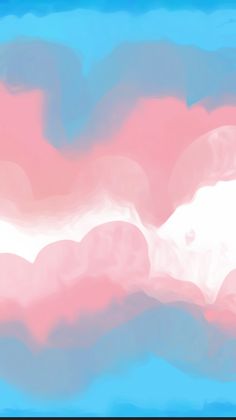 an abstract painting of pink and blue clouds