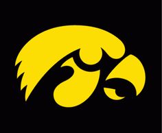 the university of iowa logo is shown on a black and yellow banner with white lettering