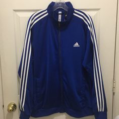 Nwt Adidas Tracksuit Jacket Royal Blue Sweatsuit Warmup Jogging Track Sweat Leisure Suit Nwt 10/10. The Tag Has ‘Royal’ But Should Have Something Along The Lines Of ‘Hyper-Royal’ Or ‘Royal-Rush’ The Way This Blue Shines. Blue Sportswear Outerwear With Three Stripes, Fitted Long Sleeve Outerwear With Three Stripes, Fitted Blue Track Jacket, Blue Long Sleeve Track Jacket For Workwear, Blue Long Sleeve Track Jacket For Work, Blue Long Sleeve Track Jacket, Blue Sweatsuit, Jogging Track, Sweat Suit