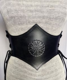 Gothic Leather Corset Belt, Medieval Black Corset Belt For Festivals, Black Steampunk Corset Belt For Larp, Steampunk Leather Corset Belt For Cosplay, Black Medieval Corset Belt For Larp, Black Leather Gothic Corset Belt, Gothic Black Corset Belt For Larp, Gothic Leather Corset For Cosplay, Black Gothic Corset Belt For Larp