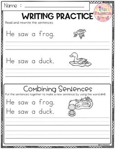 the worksheet for writing practice with words and pictures to help students learn how to write