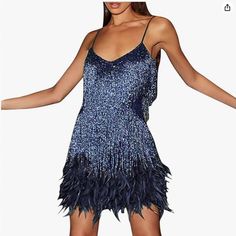 Brand New, Make Me An Offer! 1920s Halloween Costume, Flapper Costume, Blue Sequin Dress, فستان سهرة, Spaghetti Strap Dress, Polyester Dress, Strap Dress, Club Dresses, Spaghetti Strap Dresses