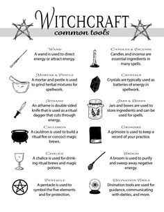 Printable witchcraft guides for the beginner witch. Available for instant download as part of a larger set. Add it to your grimoire, book of shadows, or journal. Basic Witch Information, Witchcraft For Beginners Altars, Witchcraft Journal Pages, Witch Objects, Witches Tools, Witchcraft Journal, Witchcraft Tools, Witchcraft Symbols, Grimoire Ideas