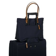 Bric's - X-Bag - Commuter Tote Small Clutch, Shopper Tote, Large Tote Bag, Shopper Bag, Ocean Blue, 3 In 1, Large Bags, Leather Handle, Luggage Bags