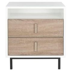 an image of a nightstand with two drawers on top and one drawer in the middle