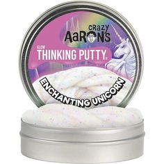 Crazy Aarons - Glowbrights Thinking Putty - Enchanted Unicorn |  | Safari Ltd® Aarons Thinking Putty, Modern Toys, Nostalgic Toys, Golden Glitter, Neon Rainbow, Unicorn Horn, Rainbow Glitter, Believe In Magic