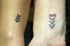 two people with matching tattoos on their arms