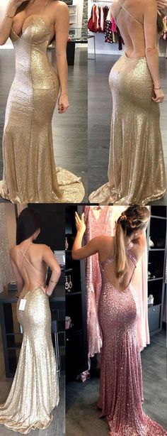 Gold Prom Dresses Long, Gold Prom Dress, Backless Evening Gowns, Prom Dress With Train, Cheap Prom Dresses Long, Gold Prom, Halter Prom Dresses, Backless Evening Dress, Prom Dress Evening