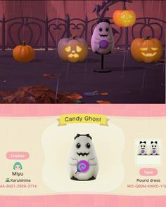 an animated halloween scene with candy ghost and pumpkins