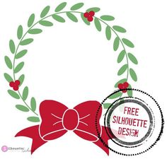 a wreath with a red bow and free silhouette design