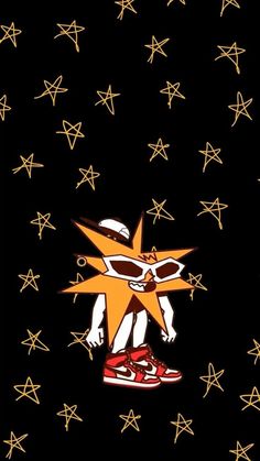 an image of a cartoon character with stars in the background