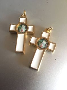 "GUARDIAN ANGEL Crucifix - white enamel Best quality gift Beautiful crucifix for jewelry making Measures at 1 1/2\" tall Great to use on bracelet or other jewelry. Lot of 2" Spiritual Gifts, Guardian Angel, Religious Gifts, White Enamel, Turquoise Ring, Bracelet Watch, Special Gifts, Double Sided, Silver Tone