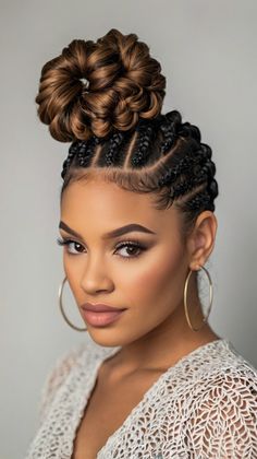 Edgy braids hairstyles black cornrows with Black Braided Updo, Modern Updo, Layered Curls, Unique Braids, Cornrow Braids