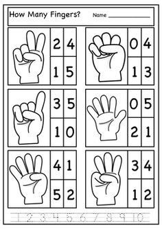 how many fingers? worksheet for kids to practice counting and number recognition skills