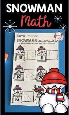 a snowman math game with the number ten on it and an image of a snowman