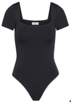 a women's bodysuit with short sleeves and an open back, in black