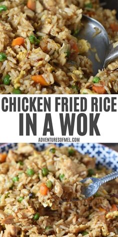 chicken fried rice in a wok is an easy and delicious dinner that's ready in under 30 minutes