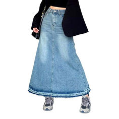 Introducing the 2023 Spring-Summer Collection ââ‚?a signature unrefined hem a-line denim skirt. the perfect embodiment of '90s grunge style!Why You'll Love ItThis light wash skirt is the definition of sophistication and modernity. It features a high-waist silhouette. classic zipper and button closure and an edgy distressed pattern. This denim dream is crafted with premium quality denim. ensuring comfort. durability and an eye-catching style.Distinctive Features: 90s Grunge Vibe: Inspired by the Y2k Denim Skirt For Streetwear, Denim Blue Skirt For Spring Streetwear, Spring Denim Skirt In Dark Wash With Unfinished Hem, Spring Dark Wash Denim Skirt With Unfinished Hem, Blue Spring Streetwear Skirt, Y2k Denim Skirt For Spring Streetwear, Retro High Rise Denim Skirt For Spring, Fitted Denim Skirt For Spring Streetwear, Spring High-rise Y2k Denim Skirt