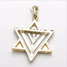 14k Yellow & White Gold Menorah Diamond Star of David Pendant - JewelryJudaica 14k Gold Star Of David Jewelry, Hallmarked 14k Gold Star Of David Jewelry, Symbolic 14k Gold Star Of David Jewelry, Symbolic Yellow Gold Star Of David Jewelry, Gold Star Of David Jewelry For Hanukkah, 14k Gold Star Of David Jewelry For Anniversary, Yellow Gold Jewelry With Polished Finish, Star Of David, Star Of David Polished Jewelry For Anniversary, Star Of David Jewelry Polished Finish For Anniversary