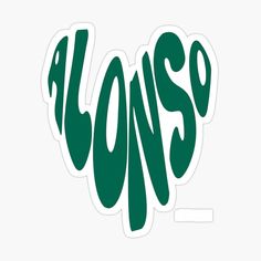 the word alonso in green sticker