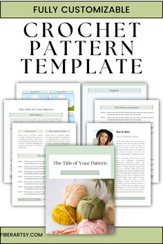 pages of a crochet pattern template ebook Soft Sage Green, Your Crochet, Design Tools, Canva Design