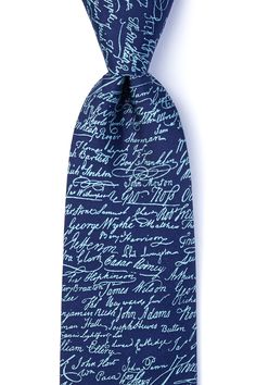 The Declaration Signers tie features autographs from arguably America's greatest and most iconic leaders. This is a must-have whether you're a history enthusiast or if you're just in need something to wear on patriotic holidays. P.S. In case you need a little cocktail party fact, feel free to use this one so you can impress your company: Out of the 56 signatures, John Hancock's was the biggest. Mint Tie, Champagne Tie, Blush Tie, John Hancock, Navy Blue Tie, Gold Tie, American Fighter, Patriotic Holidays, Knit Tie