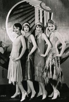 Clothing styles changed along with these new attitudes. The restrictive corsets and long dresses of the previous decade were no longer in style. Here is a list of what women wore in the 1920s 1920 Style, Flapper Girls, Style Année 20, 1920s Women, Four Women, 1920 Fashion, Flapper Girl, 20s Fashion, 1920s Flapper