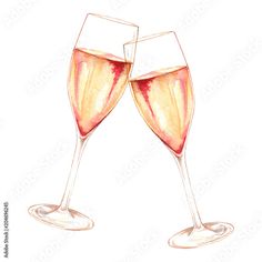 two glasses of wine are sitting side by side on a white surface, one is red and the other is pink