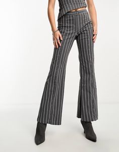 COLLUSION bengaline flare pants in pinstripe - part of a set | ASOS Winter Party Dress, Spring Floral Dress, Jumpsuit Shorts Rompers, Long Black Dress, Satin Slip Dress, Skirt Leggings, Petite Maternity, Short Rompers, Lingerie Sleepwear