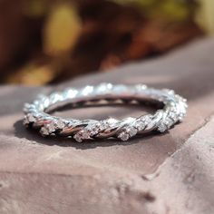 moissanite engagement ring Twisted Wedding Band, Delicate Wedding Ring, Delicate Wedding, Diamond City, Man Made Diamonds, Eternity Wedding Band, Moissanite Wedding Bands, White Gold Band, Engraved Jewelry