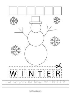 a snowman worksheet with the words winter