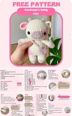 a crocheted stuffed animal is shown with instructions to make it