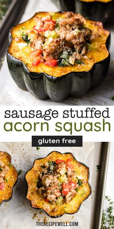 sausage stuffed acorn squash is an easy and healthy side dish