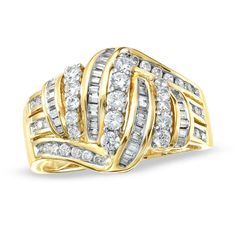 a gold and white diamond ring