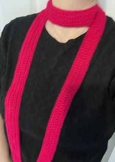 Add a touch of retro flair to your wardrobe with this hand made crochet hot pink Y2K inspired long skinny scarf. It is a perfect accessory to add a touch of flair to any outfit, and can be worn many ways. Style: Skinny Crochet Scarf Material: Soft Acrylic yarn Colour: Hot Pink Length: 82 inches approximately Width: 1.75 inches approximately Care: Machine washable, do not tumble dry It is ready to be shipped and not made to order, however, If you would like one made in a colour that I haven't got Pink Crochet Scarves, Y2k Scarf, Hot Pink Y2k, Y2k Accessories, Accessories Pink, Pink Scarf, Scarf Material, Pink Y2k, Pink Scarves