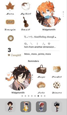 an info sheet showing different types of anime characters