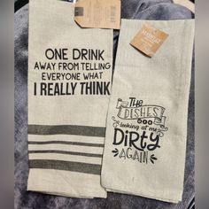 Bring Some Fun And Laughter To Your Kitchen With This Set Of Funny Kitchen Towels! These Towels Feature A Variety Of Humorous Sayings Related To Wine, Alcohol, And Drinking, Making Them The Perfect Gift For Any Beer Lover, Wine Enthusiast, Or Cocktail Connoisseur. The Towels Are Made Of 100% Cotton And Measure 15" X 25", Making Them The Perfect Size For Drying Dishes, Wiping Counters, Or Simply Adding A Touch Of Humor To Your Kitchen Decor. In Addition To Being Funny, These Towels Are Also Durab Kitchen Towel Sublimation Ideas, Funny Dish Towels, Funny Kitchen Towels, Smartass Quotes, Humorous Sayings, Wine Alcohol, Apron Ideas, Funny Tea Towels, Barn Wood Crafts