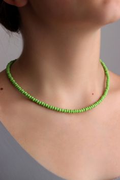 Pretty summer beaded choker necklace with green czech glass beads, strong double nylon thread, silver tone clasps, silver tone lobster clasp and stainless steel adjustable length chain. Perfect for everyday wear or a pretty gift for someone special! You can wearing it with other chokers, chain necklaces or alone! Total length of necklace is about 43 cm or 16.9 inches and 5 cm of adjustable length chain. NOTE: in my store you can also find similar necklaces in other colors as in the last photo. T Adjustable Single Strand Beads, Adjustable Green Choker Necklace, Green Round Beads Jewelry For Summer, Summer Green Jewelry With Round Beads, Trendy Green Jewelry With Adjustable Length, Adjustable Green Beaded Necklaces With Lobster Clasp, Green Tiny Beads Jewelry For Summer, Adjustable Green Beaded Necklace With Lobster Clasp, Green Jewelry With Tiny Beads For Summer